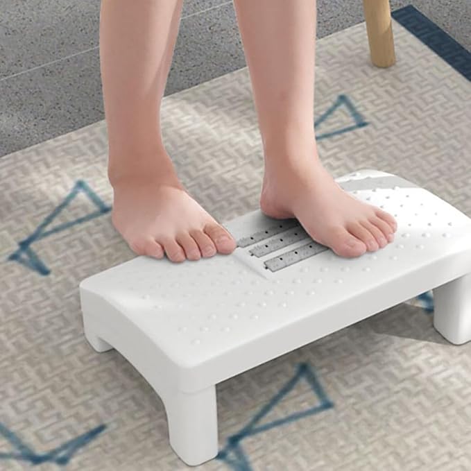 COHEALI Ergonomic Office Footstool White Plastic Foot Rest for Under Desk Use Compact Massage Footrest for Back and Neck Relief Household Foot Support for Adults