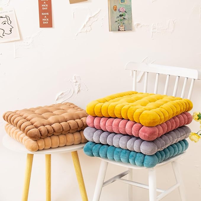 vctops Velvet Chair Pad Seat Cushion Solid Color Square Seat Pad Indoor Floor Cushion Super Soft Warm Chair Cushion Pad for Home Kitchen Dining Room Office (Camel,16"x16")