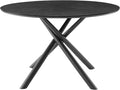 HKQYON Round MDF Tea Table, Cross Legs Metal Base, Easy to Assemble, Black Color for Home Living Room