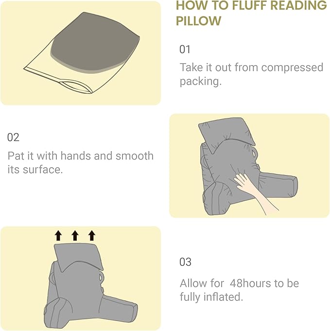 Unisakey Portable Reading Pillows with Headrest for Bed Sitting Up(Pale Green Oeko-Tex), Velvet Back Pillow with Arms & Pockets for Adults, Support Memory Foam Bed Pillow for Dorm/Watching/Gaming