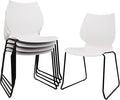 Stacking Chairs, Stackable Waiting Room Chairs, Conference Chair with Back & Church Chairs No Wheels with Metal Legs, Suitable for Offices Conference Training Waiting Room Set of 4, White