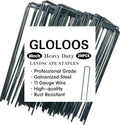 8 inch 20 Pack Green Galvanized Landscape Staples 11 Gauge Garden Stakes Pins Anti-Rust Ground Stakes U-Shaped Tent Stakes are Used for Weed Barrier, Irrigation Tubing, Yard Lawn, Landscape Fabric