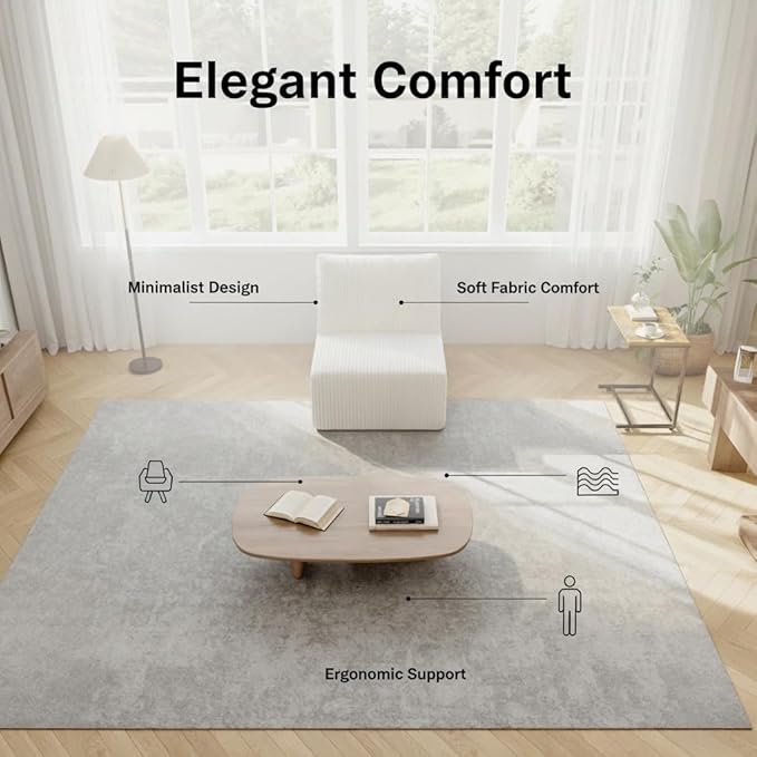 Boneless Cloud Sectional Couch for Living Room, Compressed Modular L-Shaped Sofa with Deep Seat, Frameless Corduroy Couch in Boxes, No Assembly Required, Beige Middle