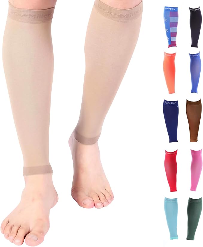 Doc Miller Compression Calf Sleeve for Men & Women – 20-30mmHg Graduated Support for Running, Shin Splints, Calf Strain – Knee High, Small to 6XL Plus Size