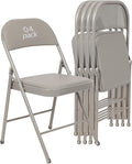 4 Pack Gray Padded Folding Chairs Set - Comfortable Stackable Portable Chairs for Indoor Outdoor, Events, Parties, Office, Wedding (PU Leather, Slate Gray,School Chair)