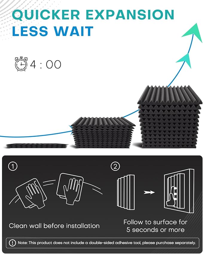 120 Pack Acoustic Foam Panels, 1 X 12 X 12 Inches Sound Proof Foam Panels for Walls, High Density Acoustic Panels Sound Absorbing (NOT INCLUDE ADHESIVE)