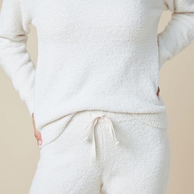 Softies Marshmallow V Neck Lounge Set for Women Ultra Soft 2 Piece Loungewear with Relaxed Top and Straight Leg Pants