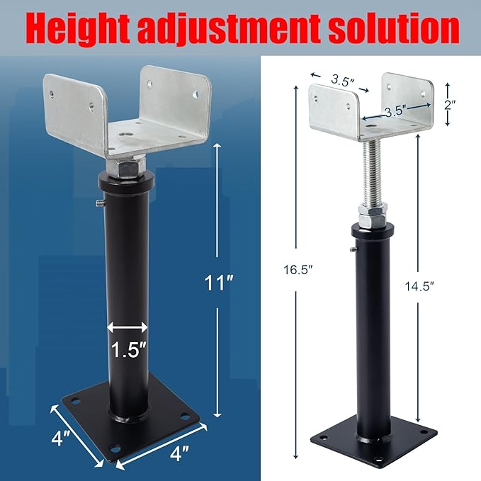 YXGJDP 2 Pack U-Shaped Floor Jack - Adjustable Steel Beam Support for 4x2, 4x4, 4x6 Joists Heavy Duty Screw Jack with U-Head Telepost & House Jack.11-14.5 Inch Adjustment Range. (U-MGCGZJ-02, 11-14.5)