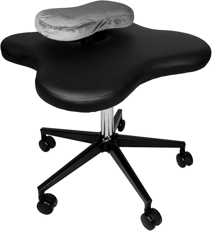 Ergonomic Cross-Legged kneeing Chair, 360° Swivel Meditation Seat for Office Home, Height Adjustable Posture Corrective Seat with Wheels, Criss Cross Yoga Chair for Reducing Back Pain (Black)