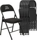 6 Pack Black Padded Folding Chairs Set - Comfortable Stackable Portable Chairs for Indoor Outdoor, Events, Parties, Office, Wedding (PU Leather, Classic Black,School Chair)