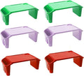 6 Pcs Kids Lap Desk Tray, Plastic Breakfast Lap Desk Trays with Storage Slots, Portable Stackable Lap Tray Tables for Writing Drawing Classroom, 19.69" L x 9.84" W x 7.1" H (Red+Green+Purple)
