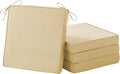 Patio Chair Cushions, 19" x 19" x 3" Outdoor Chair Cushions Set of 4, Waterproof Outdoor Cushions for Patio Furniture, Outdoors Seat Cushions Set of 4 with Handle and Ties, Light Khaki