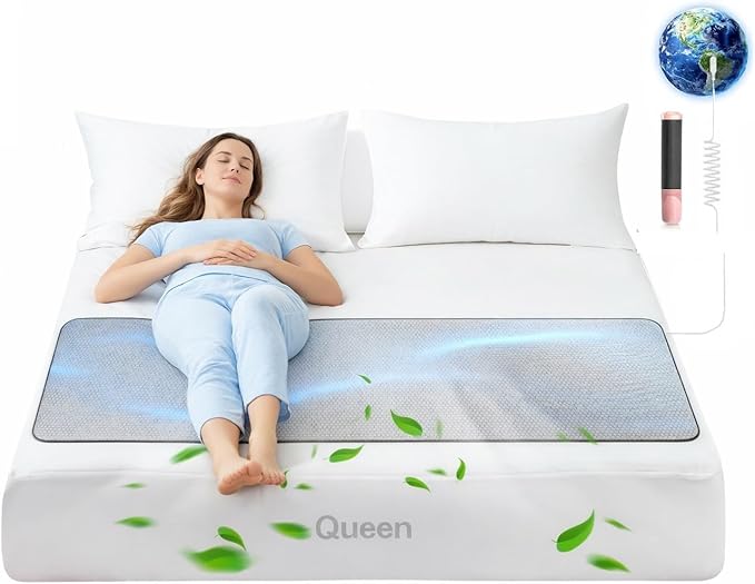 XKETA Graphene Grounding Mat for Bed: Indoor Earth Therapy for Better Sleep & Energy Boost – Conductive Sleep Pad with Grounded Benefits – Wellness Gift Kit for Women (Queen)