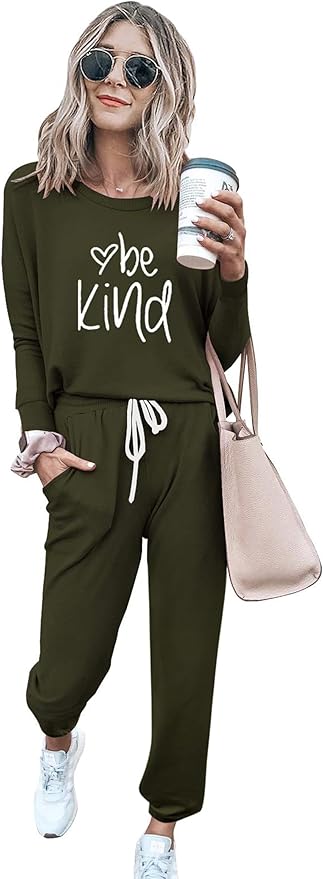 PRETTYGARDEN Women Fall 2 Piece Lounge Outfit Long Sleeve Tops High Waisted Jogger Pants Set Spring Travel Clothes Tracksuit