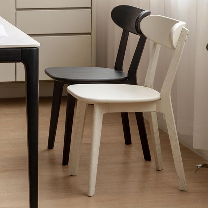 Bamskov 100% Solid Oak Wood Dining Room Chairs - Practical Kitchen Chairs - Wood Chair for Dining Room, Kitchen (4, Black)
