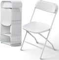 Folding Chairs 10 Pack, Plastic Folding Chairs for Outside, Heavy Duty Foldable Chairs, Sturdy Metal Folding Chairs, 350 lbs Capacity, for Patio, Garden, Camping, White