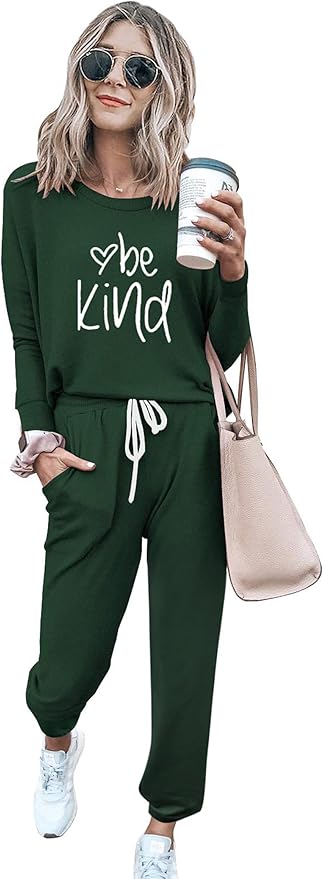 PRETTYGARDEN Women Fall 2 Piece Lounge Outfit Long Sleeve Tops High Waisted Jogger Pants Set Spring Travel Clothes Tracksuit