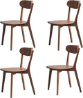 Hymus 100% Solid Oak Wood Dining Room Chairs - Practical Kitchen Chairs for Dining Room, Kitchen, Living Room (4, Walnut)