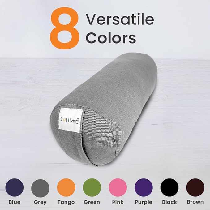 Sol Living Yoga Bolster Pillow Rectangular Meditation Cushion Cotton Meditation Accessories for Restorative Yoga Meditation Pillow Yoga Pillow Firm Body Pillow Bolster Pillow for Legs Removable Cover