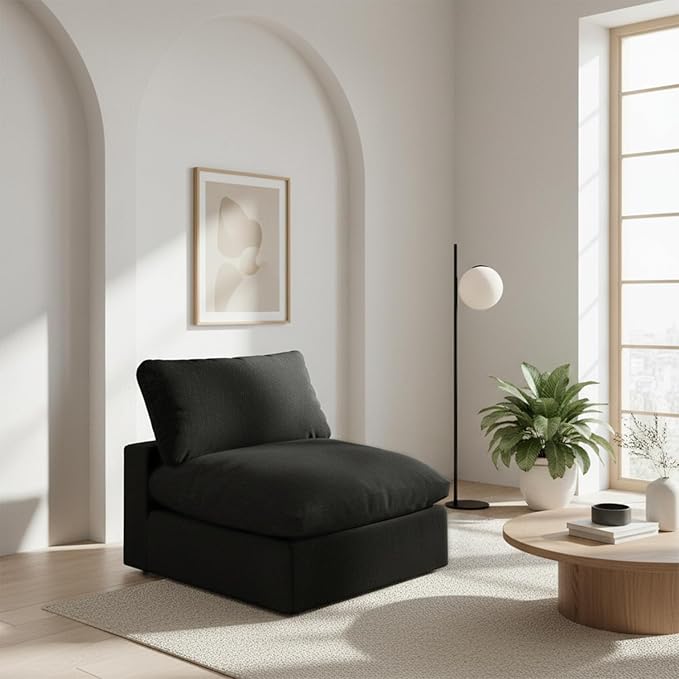 Forest aesthetics Modular Sectional Sofa,Extra Comfty Deep-Seat-Filled Couch, Black Modern Couches for Living Room,Apartment,Office,Small Space