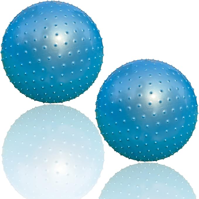 penepico Large Sensory Massage Ball for Kids, 2-Pack 33.5" 85CM Bouncy Exercise Balls for Toddlers, Big Inflatable Toys with Spikes, Outdoor Giant Yoga Balls, Large Beach Ball (2 Set Bluish Grey)