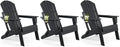 FUNBERRY Folding Adirondack Chair Set of 3, All Weather HDPE Fire Pit Chairs with Cup Holder for Outdoor