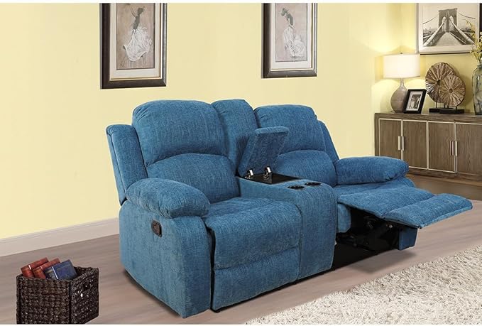 AYCP Microfiber Living Room Furniture Set Reclining Sofa Set Loveseat Furniture Sets in Living Room Sofa Recliners (Loveseat, Blue Microfiber)