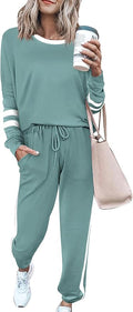 PRETTYGARDEN Women Fall 2 Piece Lounge Outfit Long Sleeve Tops High Waisted Jogger Pants Set Spring Travel Clothes Tracksuit