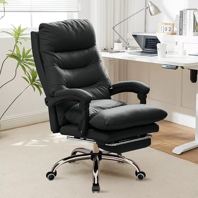 Office Chair with Foot Rest Adjustable Height Soft Padded Desk Chair High Back Computer Chair for Home, Office