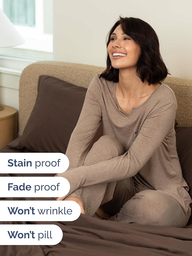 Extra Deep Pocket Twin XL Sheets - 3 Piece Breathable & Cooling Bed Sheets - Hotel Luxury Bed Sheet Set - Soft, Wrinkle Free & Comfy - Easily Fits Extra Deep Mattresses - Deep Pocket Brown Sheets Set