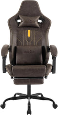 Gaming Chair with Footrest Ergonomic Computer Chair Massage Lumbar Cushion, Racing Video Game Chair Adjustable Rocker Recliner Executive Office Desk Chair Pu Leather for Adults