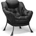 TLSUNNY Lazy Chair, Modern Comfy Lounge Accent Chair, Large Sofa Armchair with a Side Pocket, Leisure Reading Chair for Bedroom, Living Room, Dorm (Black)