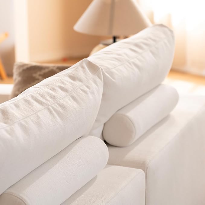 Vorthio Cloud Couch Sectional Oversized Modular Sofa with 35'' Deep Seat Boneless Couch Comfy Sofa Stain-Resistant White Sectional Couches for Living Room Apartment Loveseat