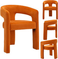 DAYALANE Modern Barrel Dining Chairs Set of 4, Upholstered Accent Kitchen Chair with Arms Comfy Velvet Side Chair for Living Room/Home Office/Reception, Orange