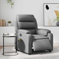 YAFF Electric Massage Recliner Chair in Grey Faux Leather, USB-Powered, Memory Foam Cushion, for Indoor Use, Relaxation in Living Room, Comfortable Seating for One