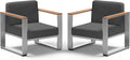 ComfCove 2 Pieces Outdoor Aluminum Armchair, Modern Patio Patio Furniture with Wide Seat and Thick Cushions, All-Weather Oversized Couch for Deck, Porch