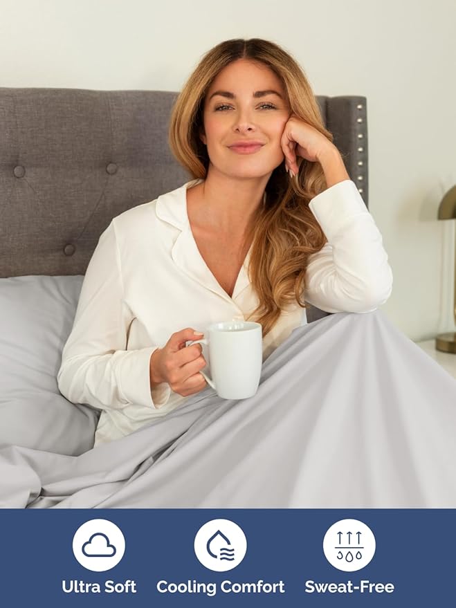 Extra Deep Pocket Full Sheets - 4 Piece Breathable & Cooling Bed Sheets - Hotel Luxury Bed Sheet Set - Soft, Wrinkle Free & Comfy - Easily Fits Extra Deep Mattresses - Deep Pocket French Grey Sheets