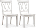 Giantex Wood Dining Chairs Set of 2 White, Armless Kitchen Chair w/Rubber Wood Frame, Cross Back, Contoured Seat, Farmhouse Wooden Side Chair, High Back Kitchen Chairs for Home Dining Room
