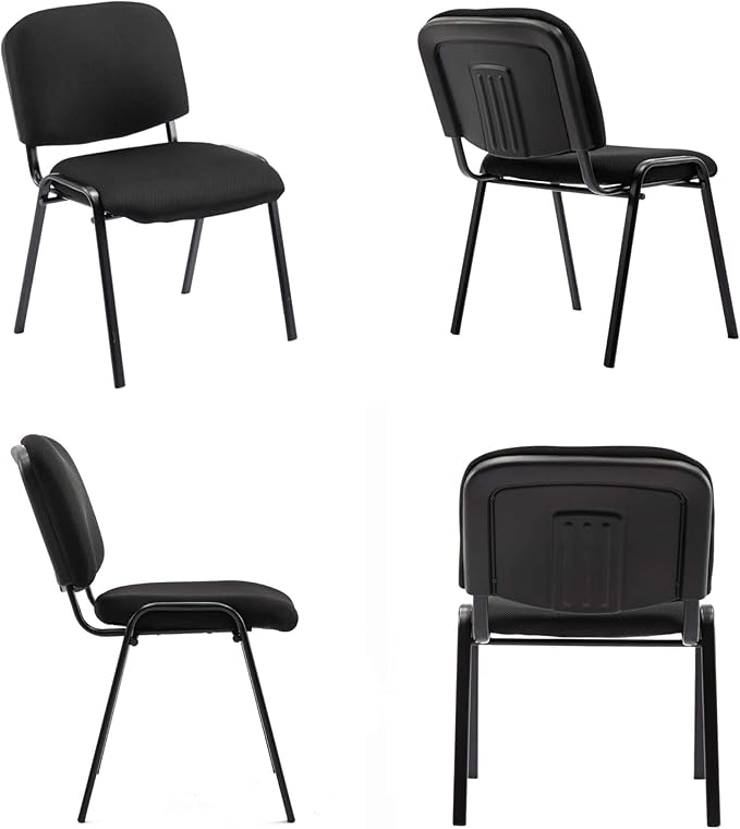 Black Comfort Office Waiting Room Stackable Chairs no Arms, Mesh Ergonomic Reception Chairs Set of 10, Conference Desk Guest Chair for Meeting Room, Lobby, Events, Hall, Training