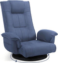 Ergonomic Swivel Floor Gaming Chair with Armrests & Side Pockets, 6-Position Reclining Sofa Bed, Foldable Padded Lounger with Thick Cushion & Lumbar Support for Esports, Reading, TV Watching (Blue)
