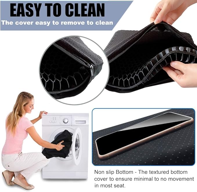 Helishy 20" Gel Seat Cushion for Long Sitting(Jumbo&Thick) – Office Chair Cushion – Wheelchair Cushions for Pressure Sores – Non-Slip Desk Chair Car Seat Cushion Driving – Sciatica & Back Pain Relief