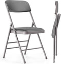 Commercial Grade Folding Chair with Padded Fabric Cushion（16"X16" |Double-hinged Legs Luxury Style|4.5kg Capacity Max Weight 150Kg for Home and Office,Indoor and Outdoor Events (2, PU-Gray)