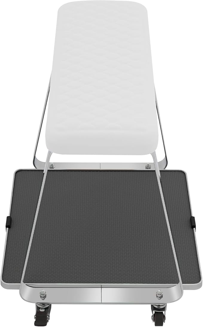 Pedicure Foot Rest, Portable Nail Salon Footrest with Organizer Tray, 110LBS Load Capacity, Lockable Casters for Beauty Nail Salon, Spa, Home, Clinic (White)