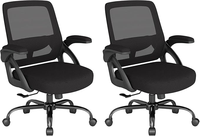 AnyGod , Ergonomic Mesh Gaming Mid Back with Comfy Lumbar Support Swivel Task Executive Chairs with Wheels, Flip up Arms for Home, Office, Study