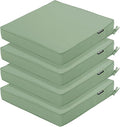 4 Pack Outdoor Chair Cushions 19 x 19 Inch Waterproof Patio Chair Cushions with Tie 5 Year Color Fastness Thick Outdoor Seat Cushion for Garden Lawn Patio Furniture Sage Green