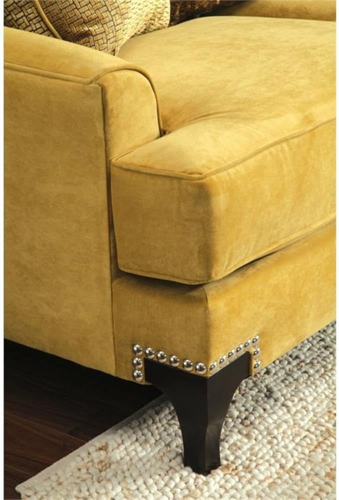 BOWERY HILL Traditional Velvet Upholstered Sofa with Wood Frame in Gold