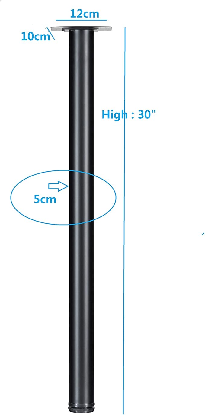 WUHUANGKAKA 30 Inch Table Legs,Adjustable Metal Desk Legs,Round Furniture Legs,Suitable for DIY Furniture Legs,Computer Desk,Dining Table,Workbenches,Coffee Table,Set of 4 (Black).