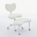 Meditation Chair with Wheels, Ergonomic Criss Cross Chair, Adjustable ADHD Floor Sitting Chair, Swivel Cross Legged Office Chair with High Back, Kneeling Posture Chair, Teddy Fabric,Ivory