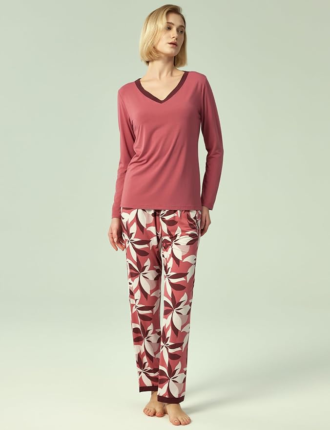 GYS Viscose from Bamboo Women's Pajama Sets Super Soft Long Sleeve Sleepwear Comfy Winter Pjs Sets S-4X