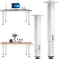 POROHOM 2PCS Adjustable Square Table Leg (14-24inch)，Metal Desk Legs, Home Office DIY Furniture Leg Set for Tables, DIY desks, Counter Tops, Kitchen Tables,Office Desk (White)